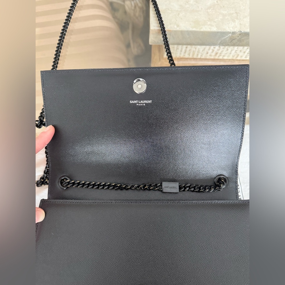 Saint Laurent YSL Medium Grain De Poudre Embossed Leather Black Shoulder Bag - Picture 10 of 16